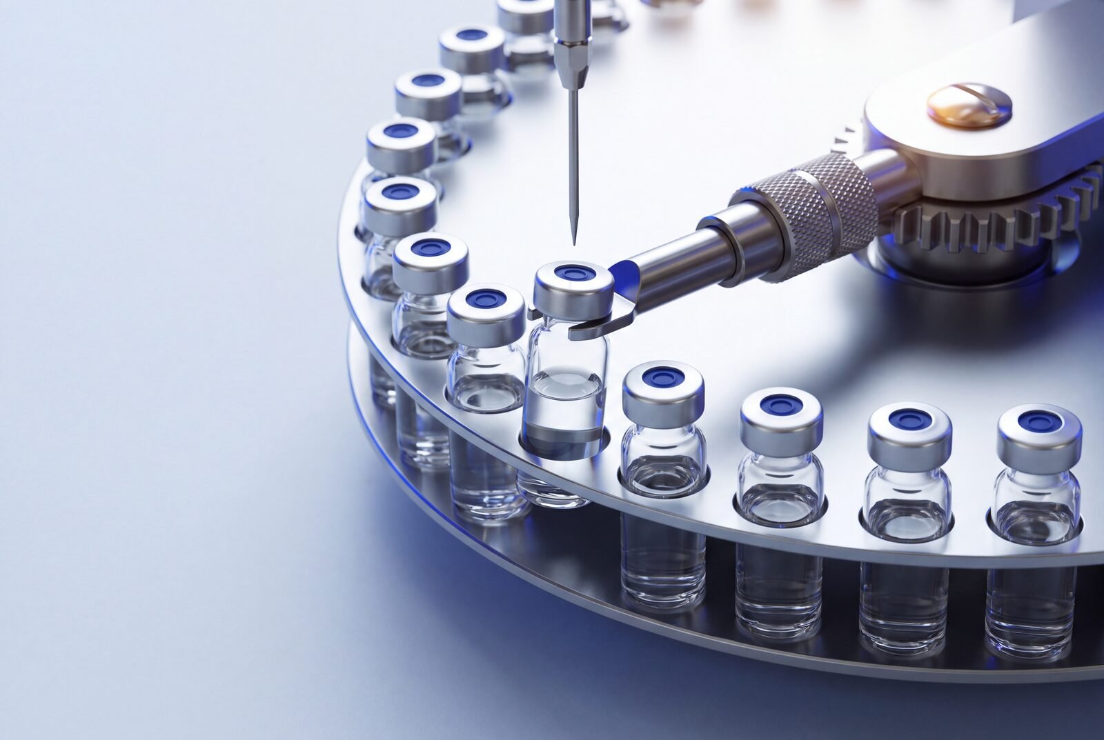 Autosampler carousel of analytical vials in a chromatography system
