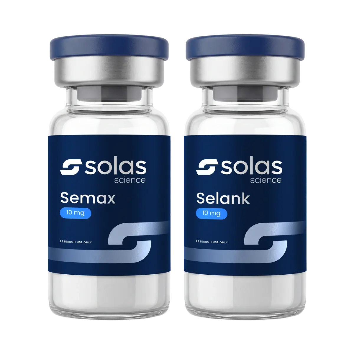 Solas Science Semax 10 mg and Selank 10 mg vials